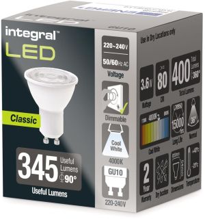 Integral LED spot GU10, dimbaar, 4.000 K, 3,6 W, 400 lumen