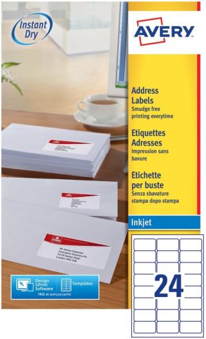 Avery J8159-25 adresetiketten ft 63,5 x 33,9 mm (b x h), 600 etiketten, wit