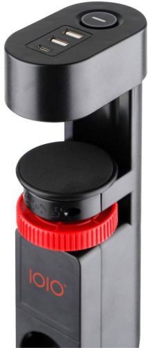 IOIO contactdoos SL3000, 3 stopcontacten en 3 USB-poorten, tafelklem, zwart