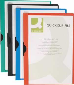Q-CONNECT Klemmap metalenclip A4 30 vel Transparant zwart