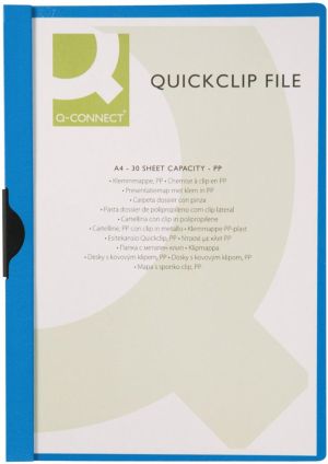 Q-CONNECT Klemmap metalenclip A4 30 vel Transparant blauw