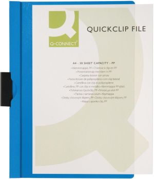 Q-CONNECT Klemmap metalenclip A4 30 vel Transparant blauw