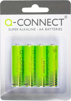 Q-CONNECT batterij, alkaline, AA, blister van 4 stuks