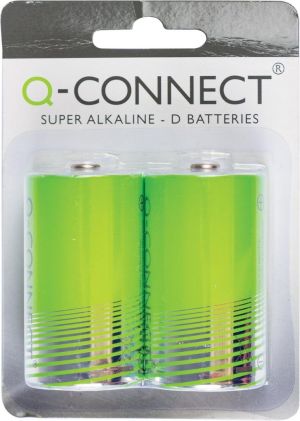 Q-CONNECT batterij, alkaline, D, blister van 2 stuks
