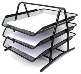 Q-CONNECT 3 bacs &agrave; courrier, m&eacute;tal mesh, ft A4, noir