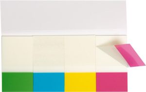 Q-CONNECT Quick Tabs, ft 25 x 45 mm, 4 x 40 onglets, couleurs assorties