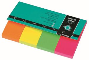 Q-CONNECT Quick Tabs, ft 20 x 50 mm, 4 x 50 onglets, couleurs assorties