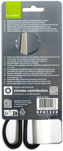 Q-CONNECT schaar, ft 18 cm, rechts en links, ronde punt, RVS, zwart, blister van 1 stuk