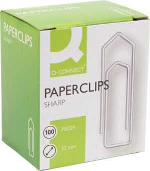 Q-CONNECT papierklemmen, 32 mm, doos van 100 stuks