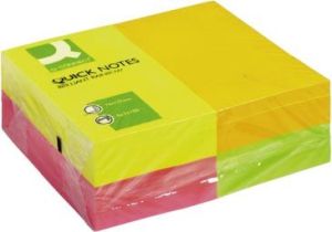 Q-CONNECT Quick Notes, ft 76 x 127 mm, 100 feuilles, paquet de 12 blocs en 4 couleurs n&eacute;on