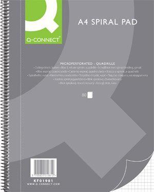 Q-CONNECT bloc coll&egrave;ge, ft A4 , 80 feuilles, quadrill&eacute; 5 mm
