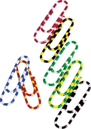 Q-CONNECT papierklemmen, 28 mm, doos van 100 stuks, gestreept in wit en geassorteerde kleuren