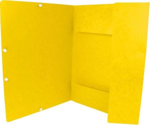 Q-CONNECT farde &agrave; rabats, A4, 3 rabats et &eacute;lastiques, carton, jaune