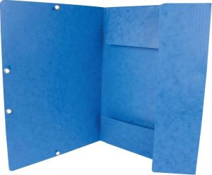 Q-CONNECT farde &agrave; rabats, A4, 3 rabats et &eacute;lastiques, carton, bleu