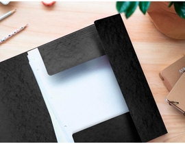 Q-CONNECT elastomap, A4, 3 kleppen en elastieken, karton, zwart