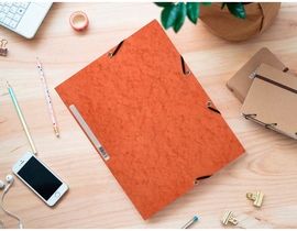 Q-CONNECT elastomap, A4, 3 kleppen en elastieken, karton, oranje