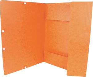 Q-CONNECT farde &agrave; rabats, A4, 3 rabats et &eacute;lastiques, carton, orange