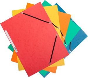 Q-CONNECT elastomap, A4, 3 kleppen en elastieken, karton, assorti, pak van 10 stuks