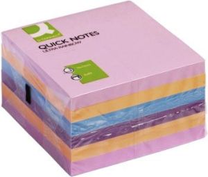Q-CONNECT Quick Notes, ft 76 x 76 mm, 80 feuilles, paquet de 6 blocs en 4 couleurs assorties