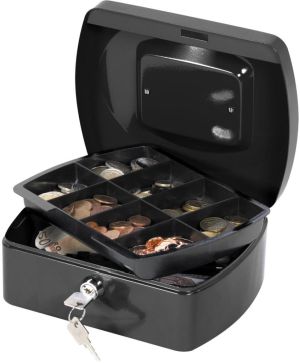Q-CONNECT coffret &agrave; monnaie, 205 x 160 x 85 mm, noir