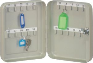 Q-CONNECT sleutelkast voor 20 sleutelhangers grijs