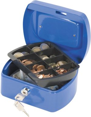Q-CONNECT coffret &agrave; monnaie, 155 x 120 x 75 mm, bleu
