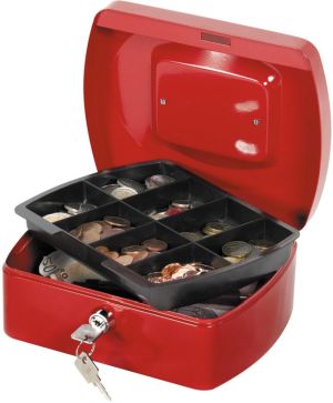 Q-CONNECT coffret &agrave; monnaie, 205 x 160 x 85 mm, rouge