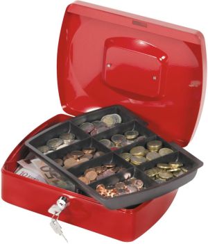 Q-CONNECT coffret &agrave; monnaie, 255 x 200 x 85 mm, rouge
