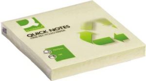 Q-CONNECT Quick Notes Recycled, ft 76 x 76 mm, 100 feuilles, jaune