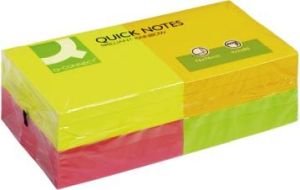 Q-CONNECT Quick Notes, ft 76 x 76 mm, 80 feuilles, paquet de 12 blocs en 4 couleurs n&eacute;on