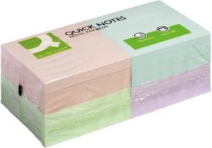 Q-CONNECT Quick Notes, ft 76 x 76 mm, 100 feuilles, paquet de 12 blocs en couleurs pastels assorties