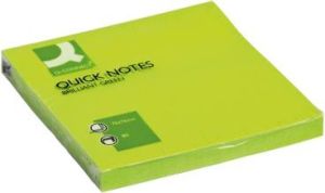 Q-CONNECT Quick Notes, ft 76 x 76 mm, 80 feuilles, vert n&eacute;on
