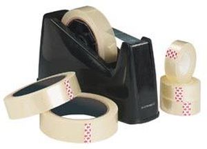 Q-CONNECT plakbandafroller, voor rollen van 25 x 33 m of 25 x 66 m, zwart