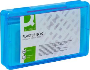 Q-CONNECT pleisters, assortiment van 100 stuks, in  hersluitbare plastic box
