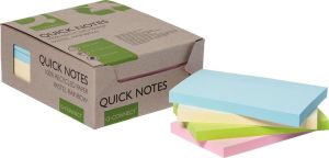 Q-CONNECT Quick Notes Recycles pastel, ft 76 x 127 mm, bo&icirc;te de 12 pi&egrave;ces en couleurs assorties