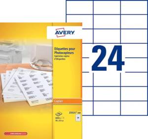 Avery 23521-200 kopieeretiketten ft 70 x 37 mm (b x h), 4800 etiketten, wit