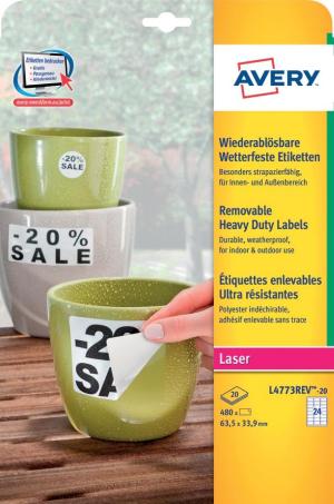 Avery afneembare weerbestendige etikette