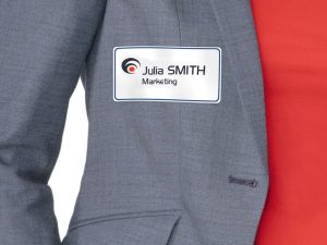 Avery L4787-20 zelfklevende badge ft 80 x 50 mm, doos van 200 stuks, wit-blauw