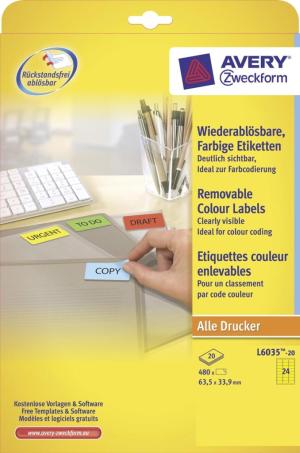 Avery 63,5X33,9 Geel Ilc 20P