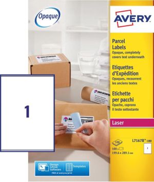 Avery L7167B-100 BlockOut zelfklevende etiketten QuickPeel, ft 199,6 x 289,1 mm (b x h), 100 etiketten