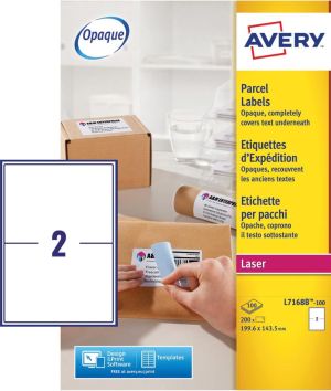Avery L7168B-100 BlockOut zelfklevende etiketten QuickPeel, ft 199,6 x 143,5 mm (b x h), 200 etiketten