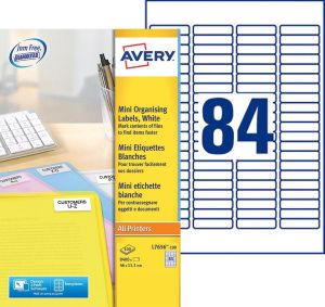 Avery L7656-100 mini etiketten ft 46 x 11,1 mm (b x h),  wit, doos 8400 stuks