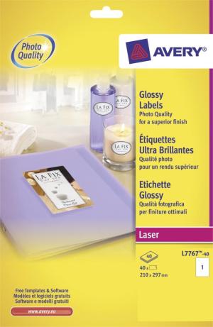 40 flles étiq. laser AVERY 1 x 209/295 m