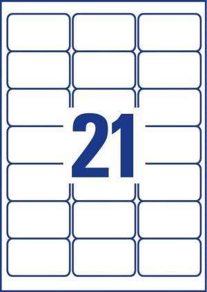 Avery transparante Crystal Clear etiketten ft 63,5 x 38,1 mm, 525 etiketten, 21 per vel