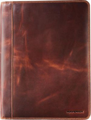 Maverick lederen schrijfmap voor ft A4, inclusief blocnote, bruin