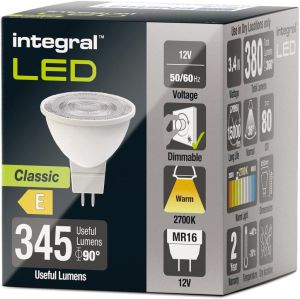 Integral LED spot MR16, dimbaar, 2.700 K, 3,4 W, 380 lumen