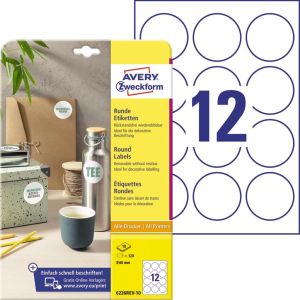 Avery Zweckform &eacute;tiquettes rondes, 60 mm, blister de 120 pi&egrave;ces, blanc