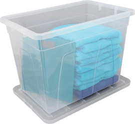 Whitefurze Spacemaster opbergdoos 64 liter, pak van 3 stuks, transparant