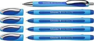 Schneider balpen Slider Memo, extra breed, blauw, 4 stuks + 1 Rave GRATIS