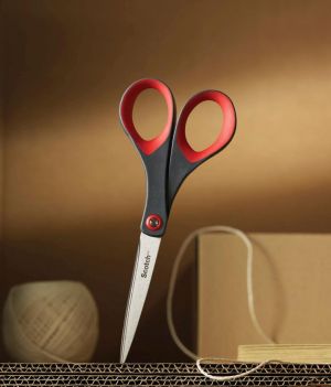 Scotch schaar Precision, ft 18 cm, rechts en links, scherpe punt, RVS, grijs/rood, blister van 1stuk